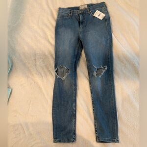 Free People Distressed Blue Skinny Jeans